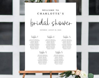 Small Seating Chart Template, Welcome To Bridal Shower, Templett, Digital, Fully Editable Text, Personalized, Printable, Contemporary #f34