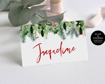 Name Cards Templett, 100% Editable Text, Digital Download, Holiday Party, Christmas Rehearsal Dinner, Customize, Place, Printable DIY #c71