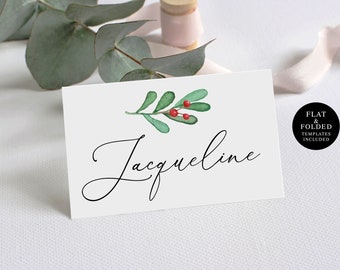 Christmas Party Place Cards Template, Name Templett, Printable, Bridal Shower, Holiday, Instant Download, Personalized, Customizable #c41