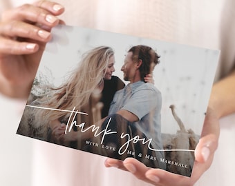 Thank you card template wedding Printable Photo thank you card Wedding photo thank you card 100% Editable Instant download Templett DIY #f24