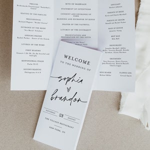 Wedding Program Template, Trifold, Tri-Fold, Editable, 100% Editable Text, Printable, Ceremony, Order Of Service Card, Vow Renewal DIY #f38