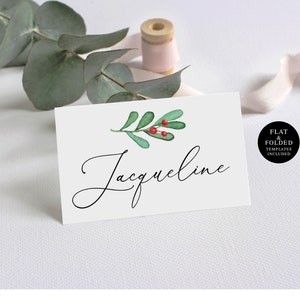 Christmas Party Place Cards Template, Name Templett, Printable, Bridal Shower, Holiday, Instant Download, Personalized, Customizable #c41