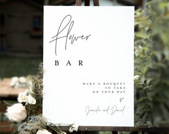 Flower Bar Sign Template, Build Your Bouquet, Bridal Flower Bar Decor, Wedding Flower Favors, 100% Editable, Baby Shower, Downloadable #f39