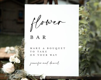 Flower Bar Sign Template, Build Your Bouquet, Minimalist Wedding Flower Favors, Bridal Flower Bar Decor, Printable Baby Shower Sign DIY #f41