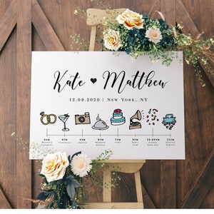Horizontal Welcome name sign, 100% Editable, Order Of The Day, Wedding timeline poster template, Order Of Events Poster, Infographic #vmt510