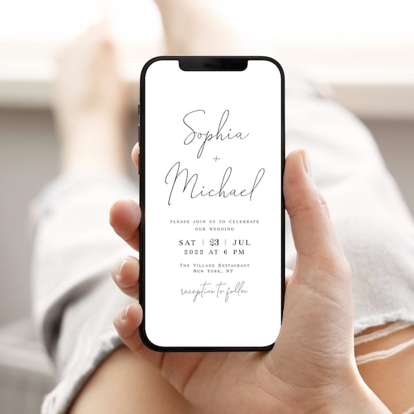 Electronic Invitation Template, Text Message Evite, Cell Phone Invite, Smart Phone, iPhone, Eco Friendly, Unlimited DIY, Minimalist #vmt710