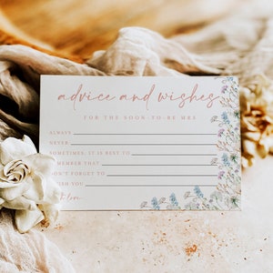Ratschläge für die Braut und den Bräutigam, Wildblumen Brautparty Ratschläge Kartenvorlage, Boho Frühling Blumen Hochzeit Ratschläge, Brautparty Ratschläge #c81