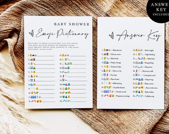 Emoji Pictionary-babyshowerspel, bewerkbaar Emoji-pictionary-spel, Emoji-spel babyshower, Emoji-babyshowerspel met antwoordsleutel #f41