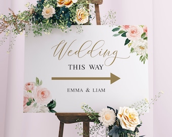 Wedding This Way Sign Template, Wedding Direction Sign, Create Your Own Poster, Wedding Arrow Sign, Wedding Directional,  #vmt423