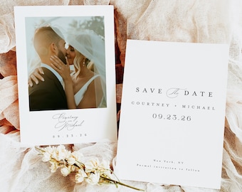 Minimalist Save the Date Template, Photo Save the Date Invite, Modern Wedding Save The Date with Photo, Engagement Save The Date Card #f45