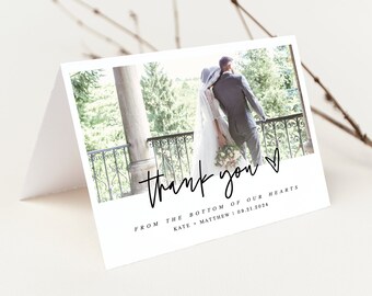 Heart Wedding Photo Thank You Cards Favors Diy Personalized Etsy