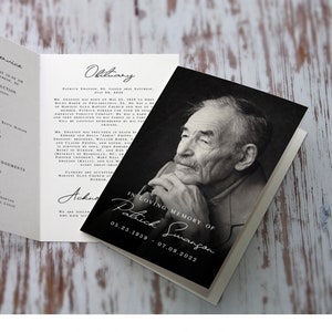 Templett Celebration Of Life Program Template, Funeral, Memorial Prayer Card, Photo, Men, Download, Order Of Service, 100% Editable DIY #f18