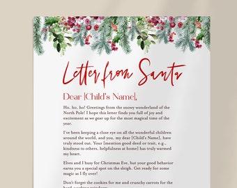 Official Letter from Santa, Christmas Santa Letter, Personalized Letter from Santa Claus, Editable Santa Letter, From The Desk Of Santa #c72