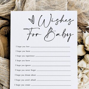 Plantilla de tarjeta de deseos para bebé, buenos deseos, tarjeta de oración para bebé, tarjetas de deseos para un querido bebé, juego de baby shower, neutral #f41