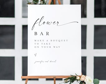 Minimalist Flower Bar Sign Template, Build Your Bouquet, Flower Favors, Bridal Flower Bar Decor, Instant Download, Edit With Templett #f37