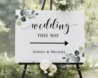 Wedding This Way Sign Template, Wedding Direction Sign, Instant Download, Wedding Arrow Sign, Direction Arrow Sign, Directional Sign #vmt21