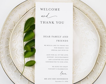 Thank You Place Card, Thank You Table Card, Napkin Notes, Edit With Templett, Place Setting, Printable, Instant Download, Personalized #f38