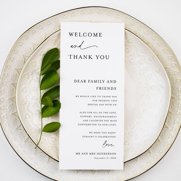 Thank You Place Card, Thank You Table Card, Napkin Notes, Edit With Templett, Place Setting, Printable, Instant Download, Personalized #f38