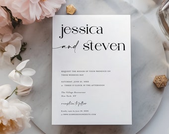 Wedding Invitation Template, Minimalist Wedding Invite, Modern Wedding Invite Download, Simple Wedding Invitation, Digital Invitation #f41