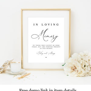 Editable in Loving Memory Sign Template Printable Remembrance - Etsy