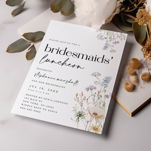 Wildblumen Brautjungfer Mittagessen-Einladung, Boho-Einladung, Wildblumen Braut einladen, Blumen Brautdusche einladen, Wildblume Braut #c81