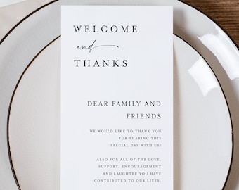 Thank You Place Card, Modern Minimalist Thank You Letter Template, Thank You Napkin Note, Place Setting Thank You, Welcome And Thanks #f37