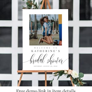 Bridal Shower Welcome Sign Template, Printable, Templett, With Photo, Picture, Self-Editing, Digital Download, Brunch Party Decor, DIY #f27
