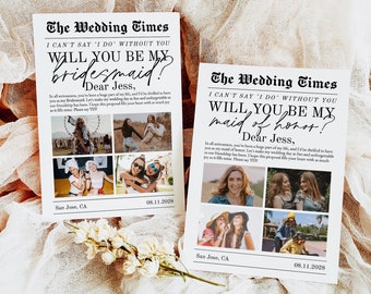 Bridesmaid Proposal Card Template, Will You Be My Bridesmaid Proposal Card, Bridesmaid Newspaper Proposal Bridesmaid Newspaper Template #f38
