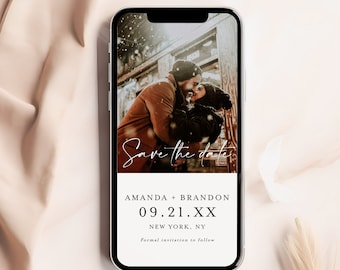 Digital Save The Date, Electronic Save The Date Template, Text Message Save The Date Evite, Digital Save The Date Wedding, Photo Evite #f41
