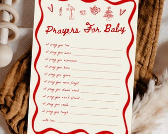 Prayers for Baby Card Template Printable, Baby Shower Well Wishes #c97