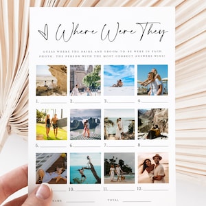 Where Were They Bridal Shower Game, Editable Where Were They Game 12 photos, Couples Shower Engagement Party Game, Photo Guessing Game #f41