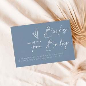 Boeken voor babykaart, stoffige blauwe babyshowerboekverzoekkaarten, breng een insteekkaart mee, stoffige blauwe babybrunchboeken voor babykaart #f41