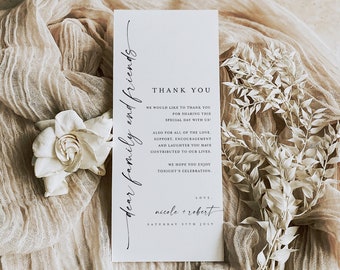 Thank You Place Card, Modern Minimalist Thank You Letter Template, Thank You Napkin Note, Place Setting Thank You, Welcome And Thanks #f37