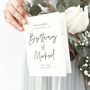 Folded wedding program template Folded wedding program printable Folded wedding programs instant download Boho program Folded program #f24