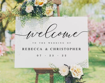 Instant Download Wedding Sign, Self-Editing, Printable, Welcome Board Printable, Fully Editable, Templett, Customizable, Elegant DIY #vmt410