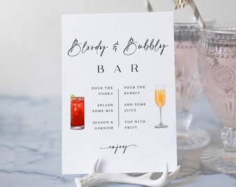 Bloody and Bubbly Bar Sign, Bloody Mary Bar Sign, Bridal Shower Mimosa Bar Sign, Bloody And Bubbly Sign, Bubbly Bar Bachelorette Party #f41