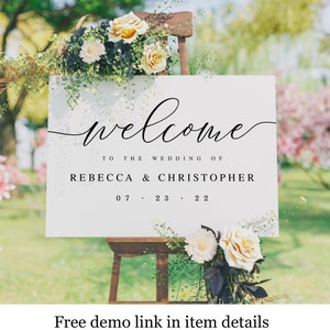 Instant Download Wedding Sign, Self-Editing, Printable, Welcome Board Printable, Fully Editable, Templett, Customizable, Elegant DIY #vmt410