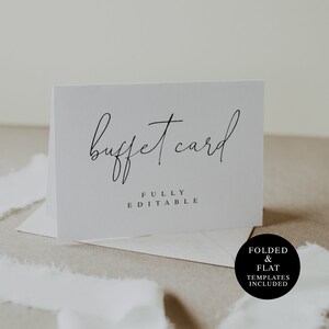 Lebensmitteletikett Kartenvorlage, Buffet Karte für die Brautparty, Kalligraphie, Templett, Sofortiger Download, bedruckbar, 100% bearbeitbarer Text, DIY #vmt710