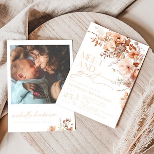 Meet & Greet Invitation, Sip And See, Fall Baby Invitation, Welcome Baby Invite, New Baby Party Invite, Gender Neutral, Meet Our Baby #c87
