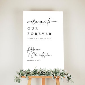 Welcome To Our Forever Wedding Sign, Simple Wedding Welcome Sign Template, Modern Minimalist Wedding Welcome Sign, Event Welcome Sign #f41