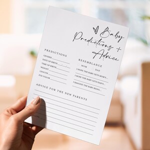 Prédictions et cartes de conseils pour bébé à imprimer, conseils et souhaits pour les futurs parents, jeu de baby shower beige, prédictions pour bébé # f41