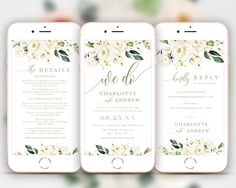 Electronic Wedding Invitation And RSVP, We Do Wedding Evite, Electronic Invitation, Digital Wedding Invite, Mobile Invitation, Floral #c16
