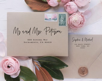 Elegant Wedding Envelope Template, With Return Address, Addressing, Fully Editable, A7, A1, Downloadable, Kindly Deliver To, Templett #f24