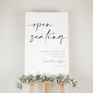 Open Seating Sign Template, Minimalist Wedding Sign, Sit Anywhere, No Assigned Seating Sign, Pick A Seat Either Side, No Seating Plan #f41