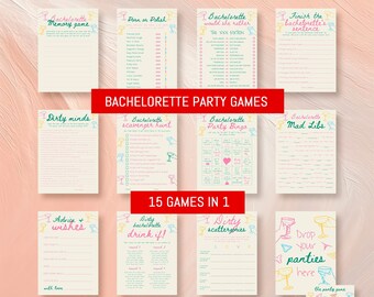 Hand Drawn Bachelorette Party Games Bundle, Colorful Bachelorette Party Games Printable, Hen Do Dirty Bachelorette Weekend Games Bundle #c97