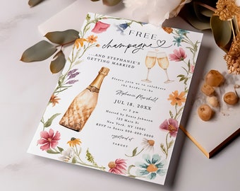 Champagne Bridal Shower Invitation, Funny Bridal Shower Invite, Pop the Champagne, Brunch & Bubbly, Free Champagne Bridal Shower Invite #c82