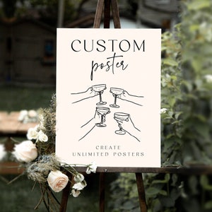 Cartaz personalizado, placa personalizada para download instantâneo, cartaz personalizado, modelo de placa de casamento personalizado editável, cartaz personalizado desenhado à mão 24x36 #c97