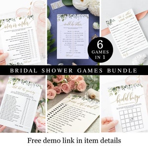 Bridal Shower Games Card Template, Bundle, Instant Download, Wedding Activities, Package, Personalized, Self-Editing, Kit, Set, Pack #c61