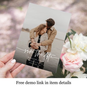 Photo save the date template DIY save the date Edit With Templett Instant download Self-Editing Photo save the date printable Templett #f24