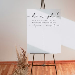 He or She Sign, Gender Guess Board, Boy or Girl Baby Shower Game, What Will Baby Be, Gender Neutral, Gender Reveal, Instant Download #f37